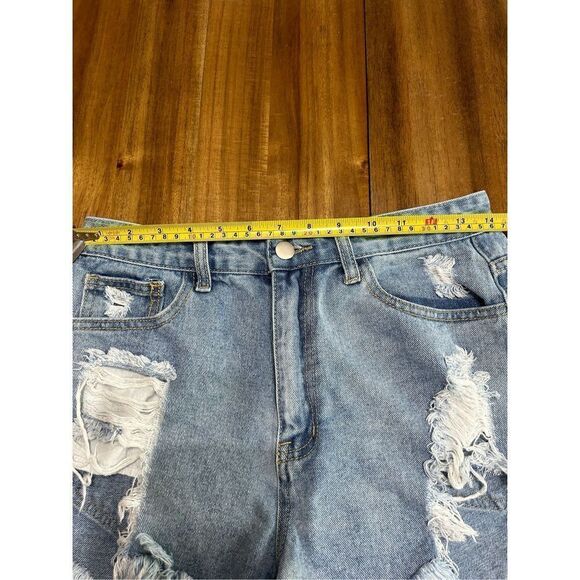 Womens Denim Cutoff Distressed Shorts High Rise Size 29 - Picture 6 of 8
